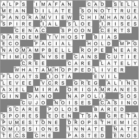 hosting crossword clue